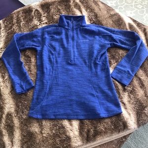 Blue fleece hiking pullover